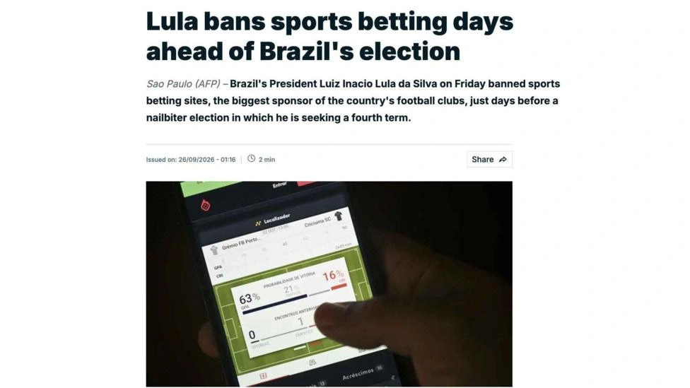 Apostas como 'vilãs' e golpe no futebol: como a imprensa internacional noticiou a proibição das bets por Lula