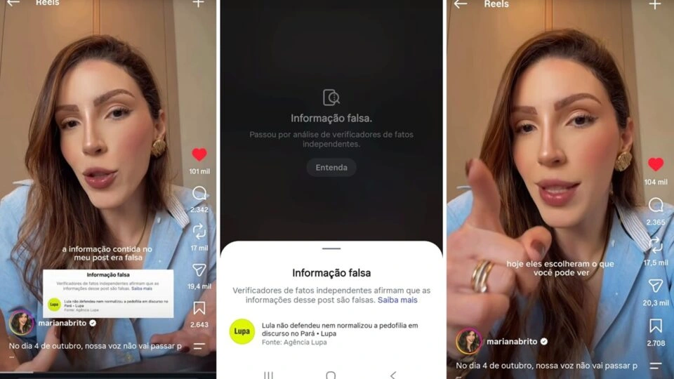 Instagram classifica crítica contra declaração de Lula como notícia falsa