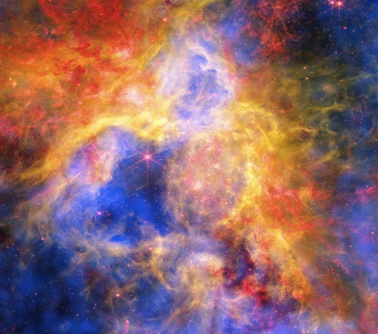Colagem Colorida da Nebulosa Tarântula