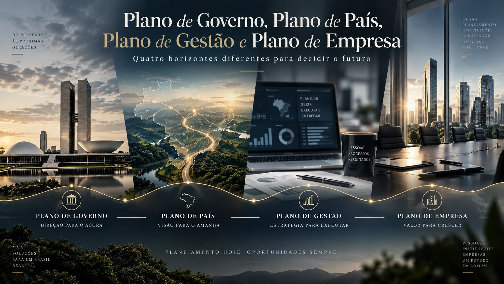 Plano de Governo, Plano de País, Plano de Gestão e Plano de Empresa: quatro horizontes diferentes para decidir o futuro