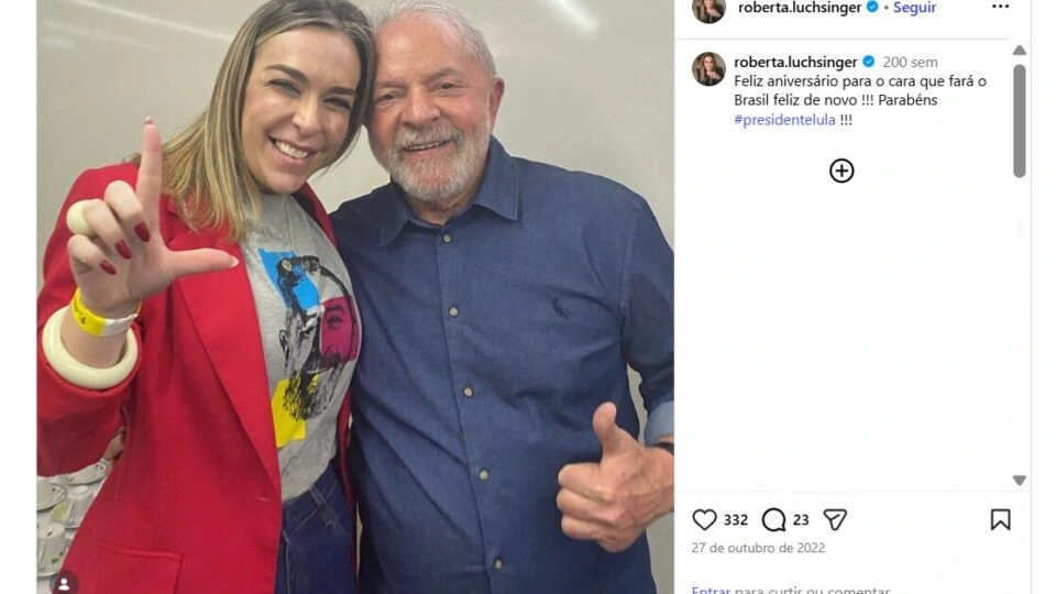 Lula diz que não conhece Roberta Luchsinger, mas fotos mostram os dois juntos